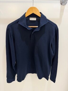 The Armoury Spread Collar Navy Long-Sleeve Polo Shirt